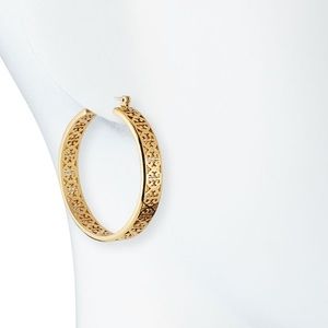 Tory Burch Jewelry - Tory Burch Kinsley gold logo hoop earrings Tory Burch Jewelry - Tory Burch Kinsley gold logo hoop earrings